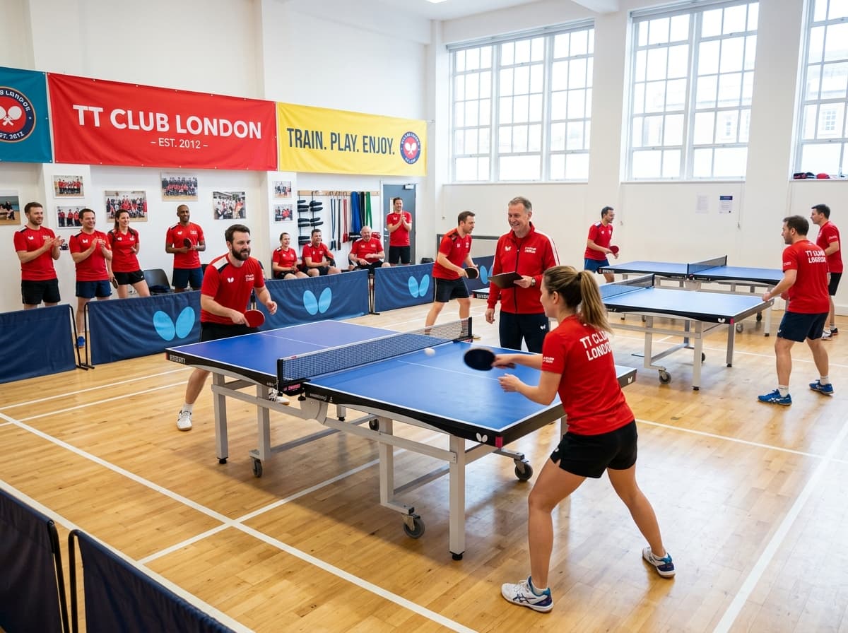 Erwachsene beim Gruppen-Tischtennistraining am Campus Moosburg