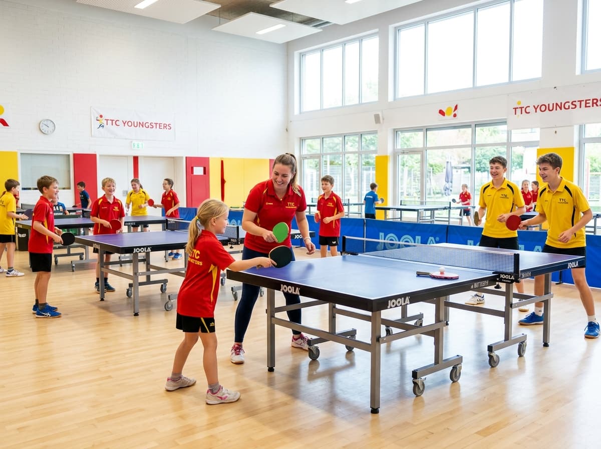 Kinder lernen Tischtennis im Nachwuchstraining des SSC Moosburg