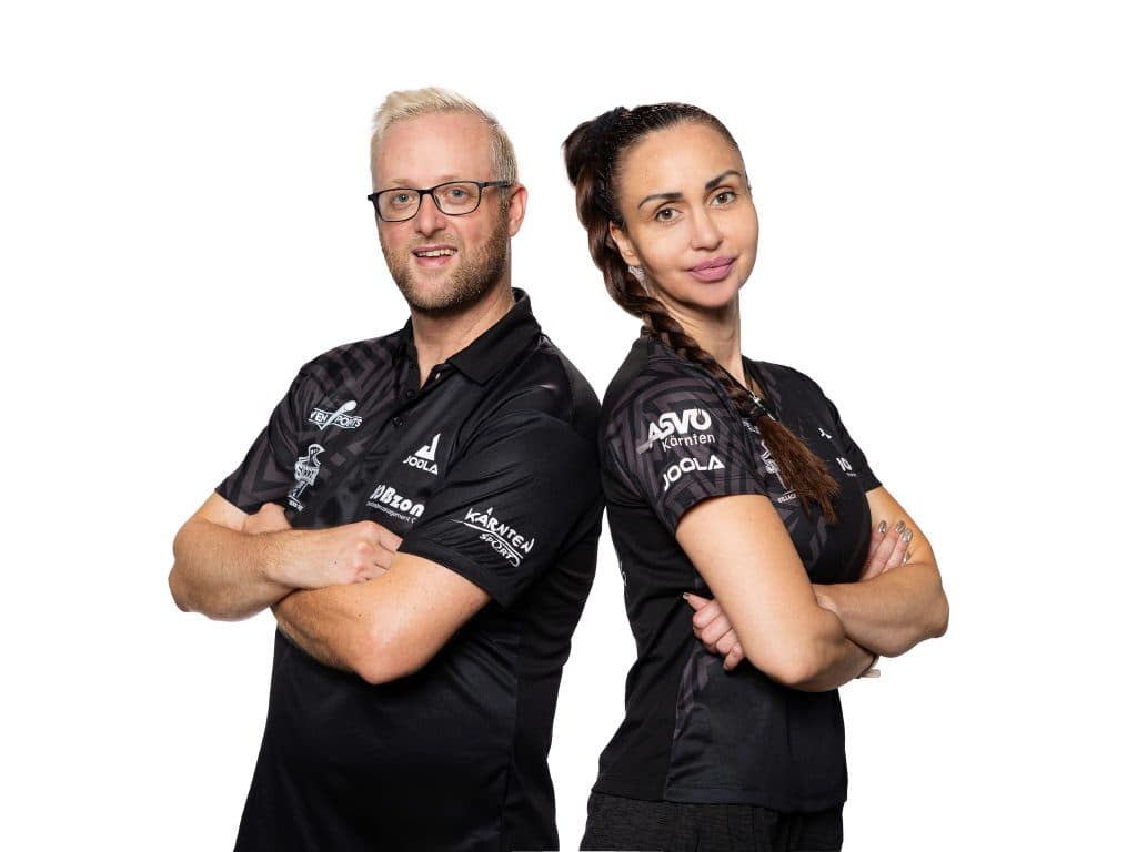 Stella Lukner und Sigi Hofmeister, das Trainerduo von Tischtennis Moosburg